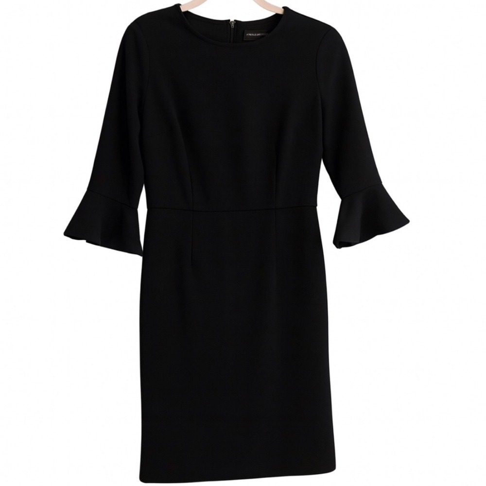 Donna Morgan Black LBD Dress Size 4 Bell Sleeve Cocktail Office Career